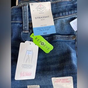 St. John's Bay Secretly Slender Dark Blue Jeans 16W LONG Straight Mid Rise NWT
